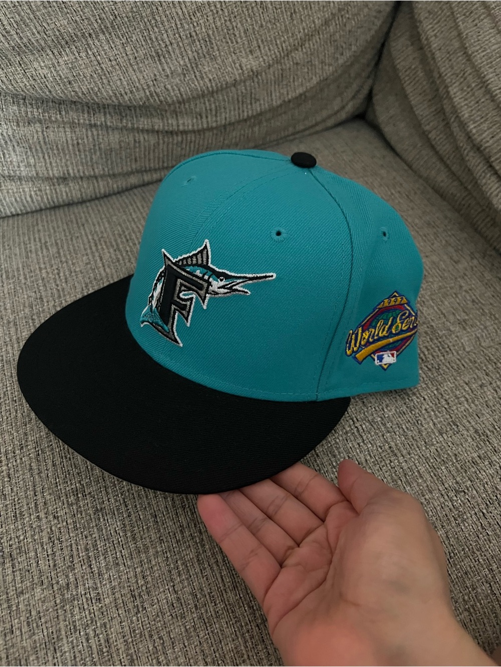 Florida Marlins Teal and Black World Series Fitted hat